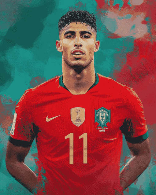 Ashraf Hakimi Famous Footballer Diamond Painting