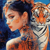 Asian Lady With Tiger Diamond Painting