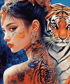 Asian Lady With Tiger Diamond Painting