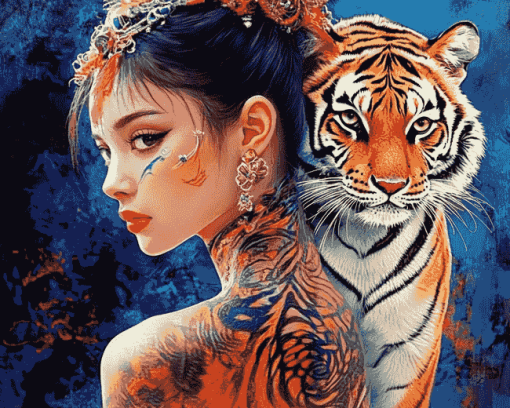 Asian Lady With Tiger Diamond Painting