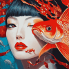 Asian Lady with Fish Diamond Painting