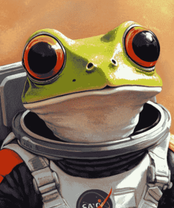 Astronaut Cartoon Frog Diamond Painting