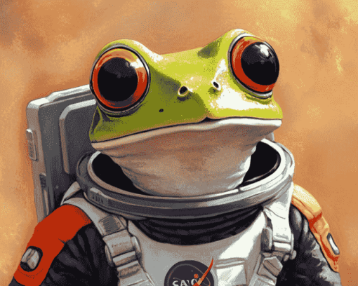 Astronaut Cartoon Frog Diamond Painting