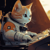 Astronaut Cats and Piano Diamond Painting