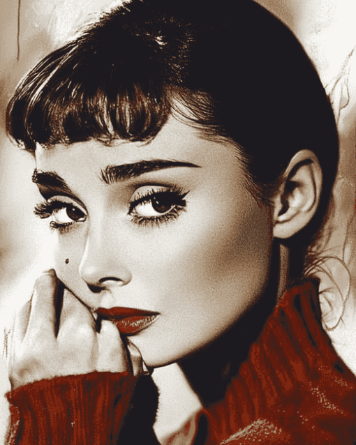 Audrey Hepburn Elegant Sadness Diamond Painting