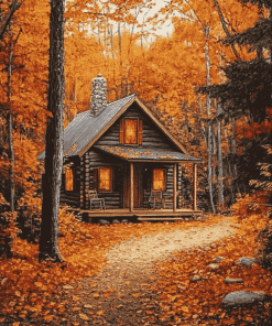 Autumn Cabin Retreat Diamond Painting