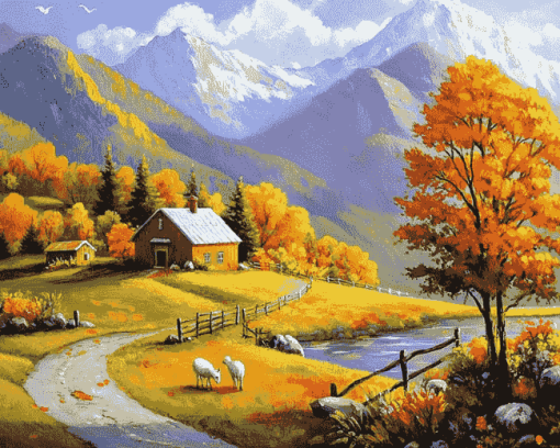 Autumn Country Landscapes Diamond Painting