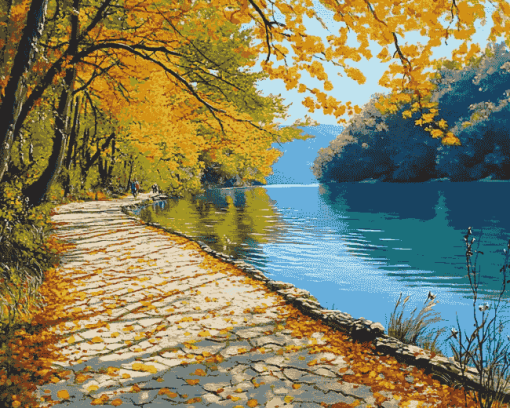 Autumn Jezera Lake Croatia Diamond Painting