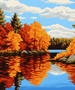 Autumn Lake Landscape Diamond Painting