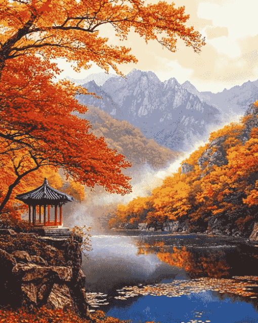 Autumn Naejangsan Mountain Scenery Diamond Painting