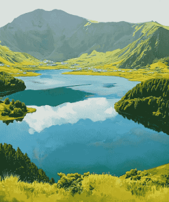 Azores Mountains and Lakes Diamond Painting