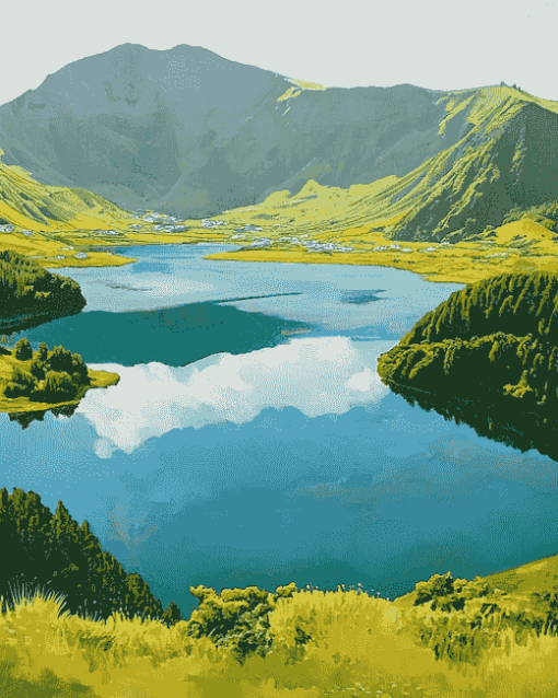 Azores Mountains and Lakes Diamond Painting