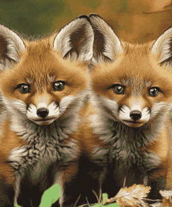 Baby Fox Cubs Diamond Painting