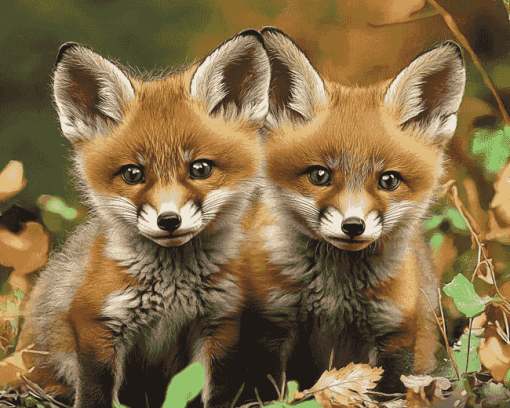 Baby Fox Cubs Diamond Painting