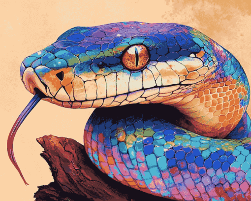 Ball Python Colorful Diamond Painting