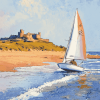 Bamburgh Beach Sailing by Bill Holkham Diamond Painting