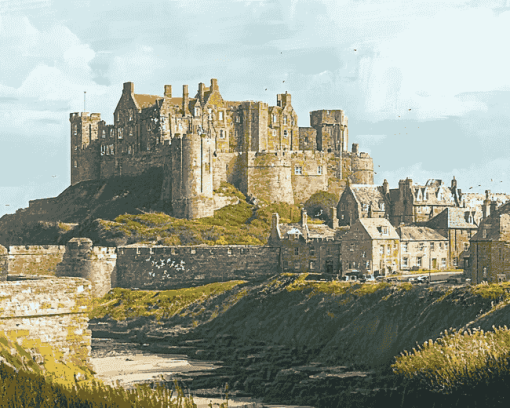 Bamburgh Castle Scene Diamond Painting