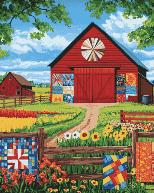 Barn Quilts on the Farm Diamond Painting