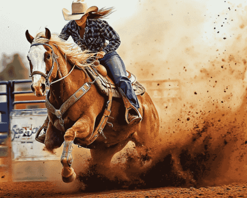 Barrel Racing Rodeo Sports Diamond Painting