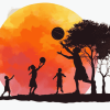 Basketball Sunset Silhouette Diamond Painting