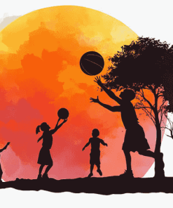 Basketball Sunset Silhouette Diamond Painting