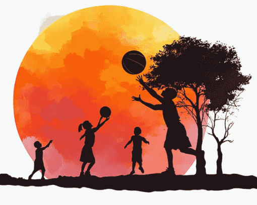 Basketball Sunset Silhouette Diamond Painting