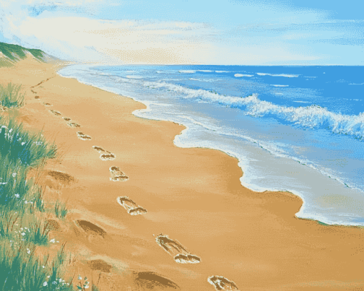 Beach Footprints Diamond Painting