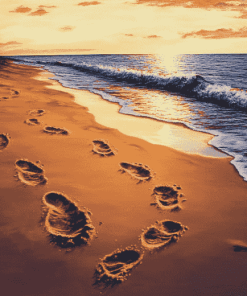 Beach Footprints Diamond Painting