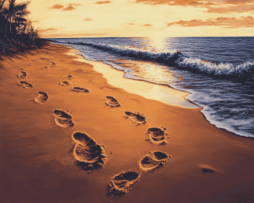 Beach Footprints Diamond Painting