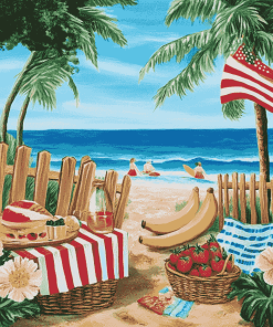 Beach Picnic Illustration Diamond Painting