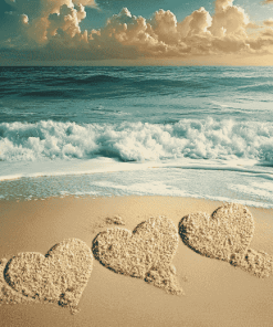 Beach Romance Hearts Diamond Painting