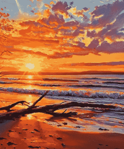 Beach Sunset Seascape Diamond Painting