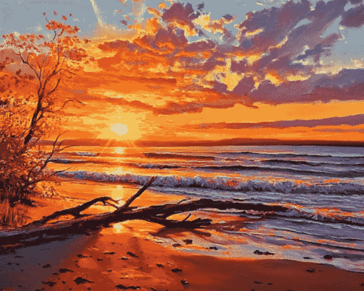 Beach Sunset Seascape Diamond Painting