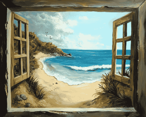 Beach Window Seascape Diamond Painting