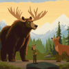 Bear and Moose Animation Diamond Painting