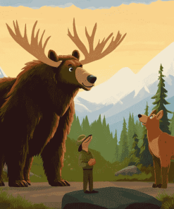 Bear and Moose Animation Diamond Painting