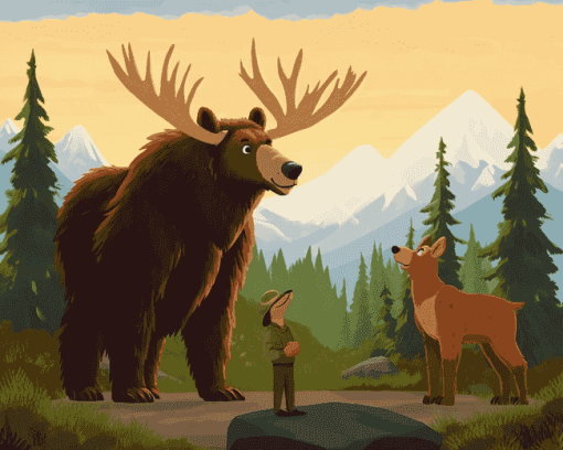 Bear and Moose Animation Diamond Painting