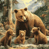 Bears Family Diamond Painting