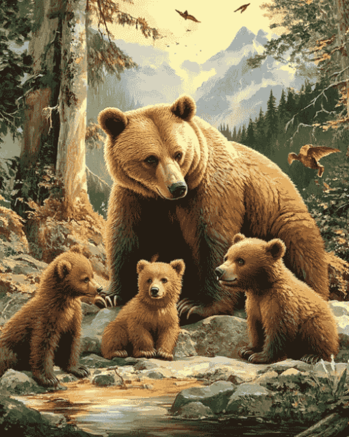 Bears Family Diamond Painting