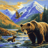 Bears and Eagles in Colorful Mountains Diamond Painting