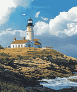 Beavertail Lighthouse Landmark Diamond Painting