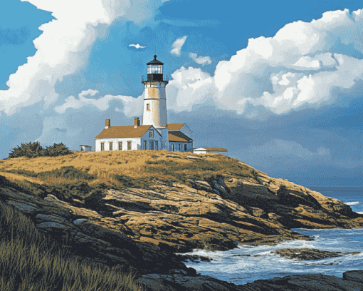 Beavertail Lighthouse Landmark Diamond Painting