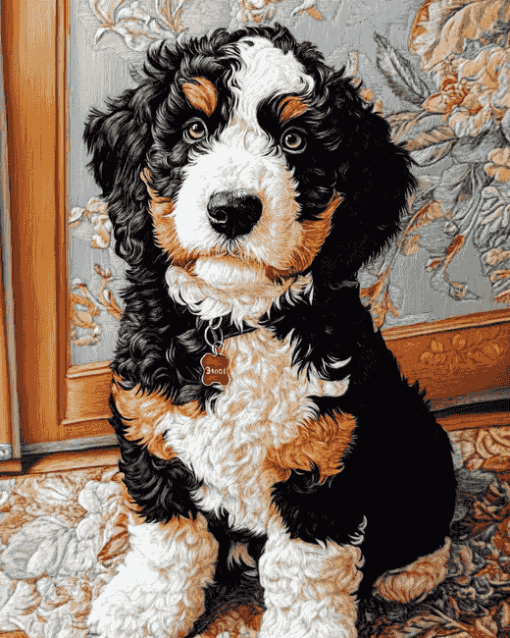 Bernedoodle Puppy Diamond Painting