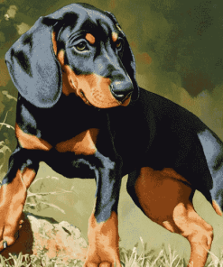 Black And Tan Coonhound Dog Diamond Painting