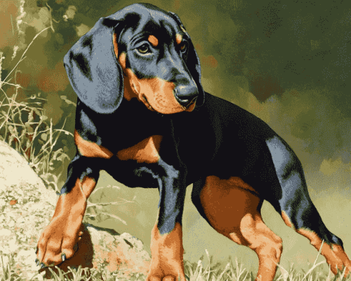 Black And Tan Coonhound Dog Diamond Painting