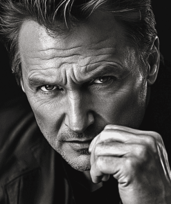 Black And White Liam Neeson Diamond Painting