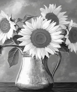 Black And White Sunflower Blossoms Diamond Painting