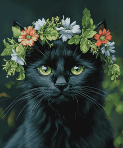 Black Cat Crowned Beauty Diamond Painting