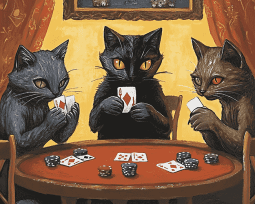 Black Cats Poker Fun Diamond Painting