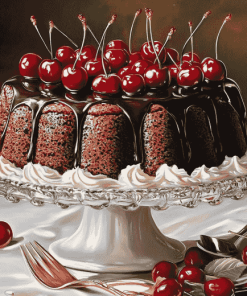 Black Cherry Dessert Diamond Painting